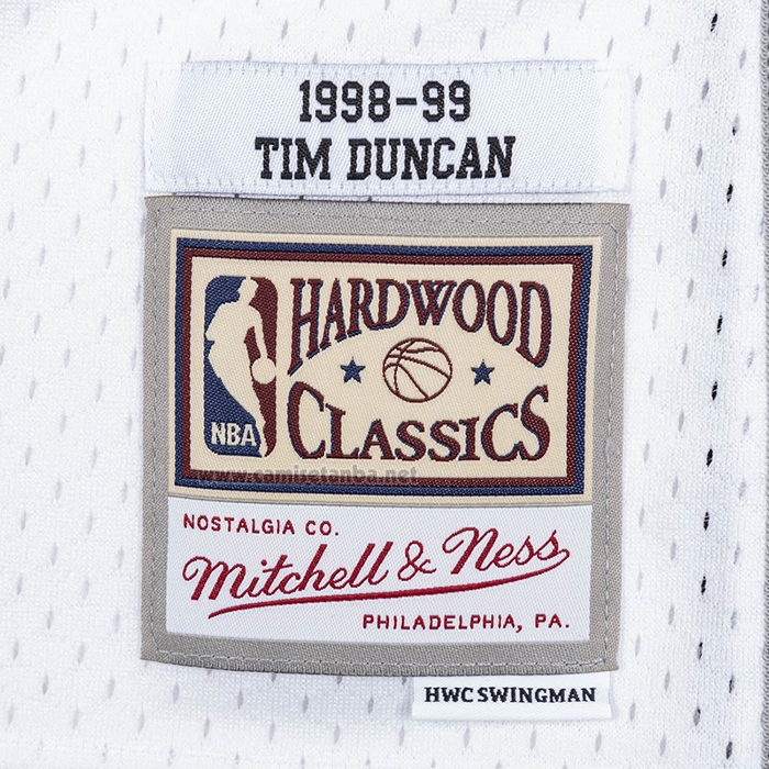 Camiseta San Antonio Spurs Tim Duncan #21 Mitchell & Ness 1998-99 Blanco